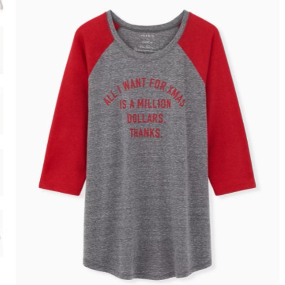 TORRID- Christmas Heather Gray Soft Tee - Size 2 - Picture 7 of 13